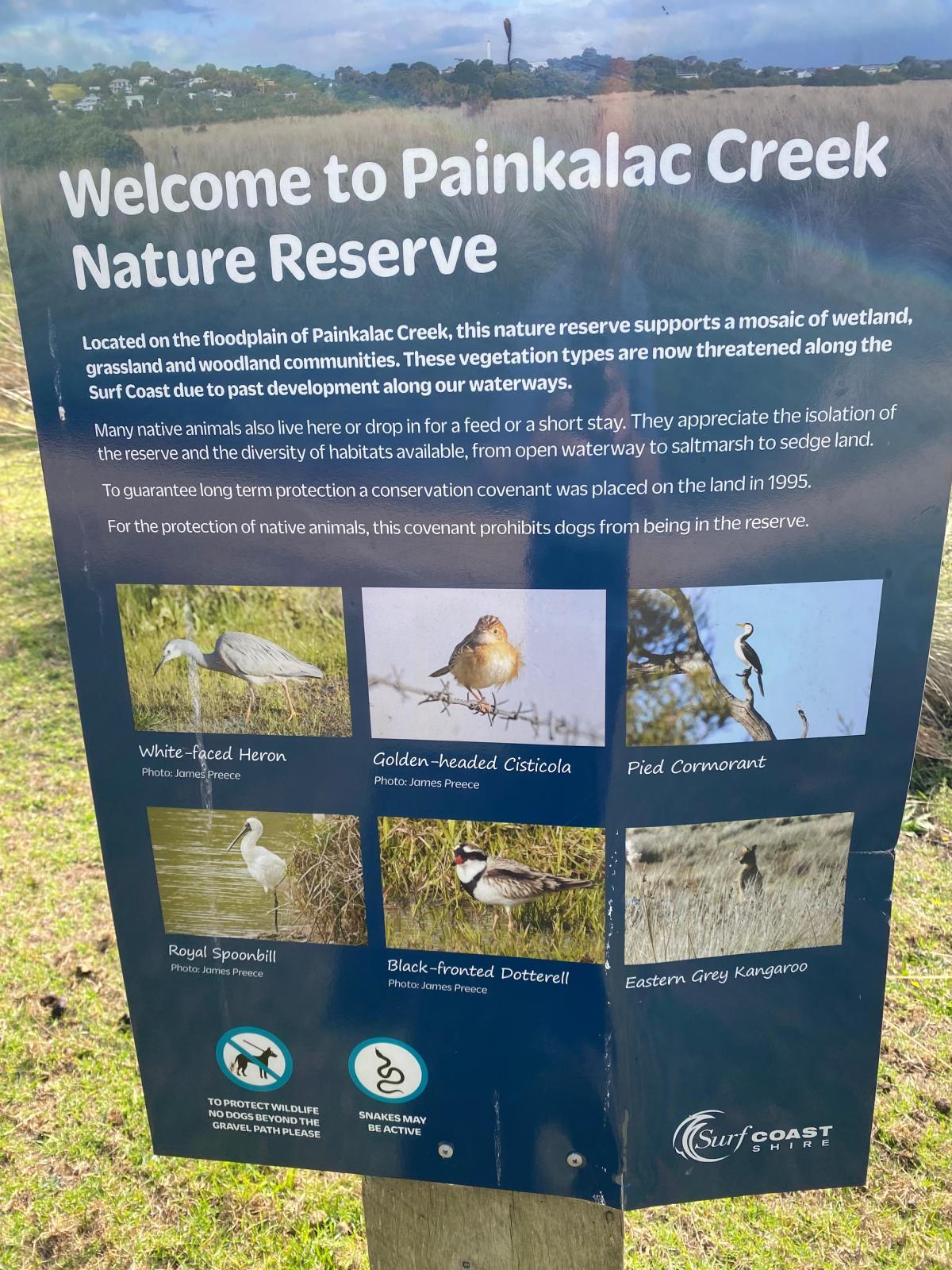 Painkalac Creek Nature Reserve sign